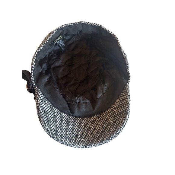 Magid Hats Womens Newsboy Cap Black & White Houndstooth Bow & Button Accents - Picture 4 of 5
